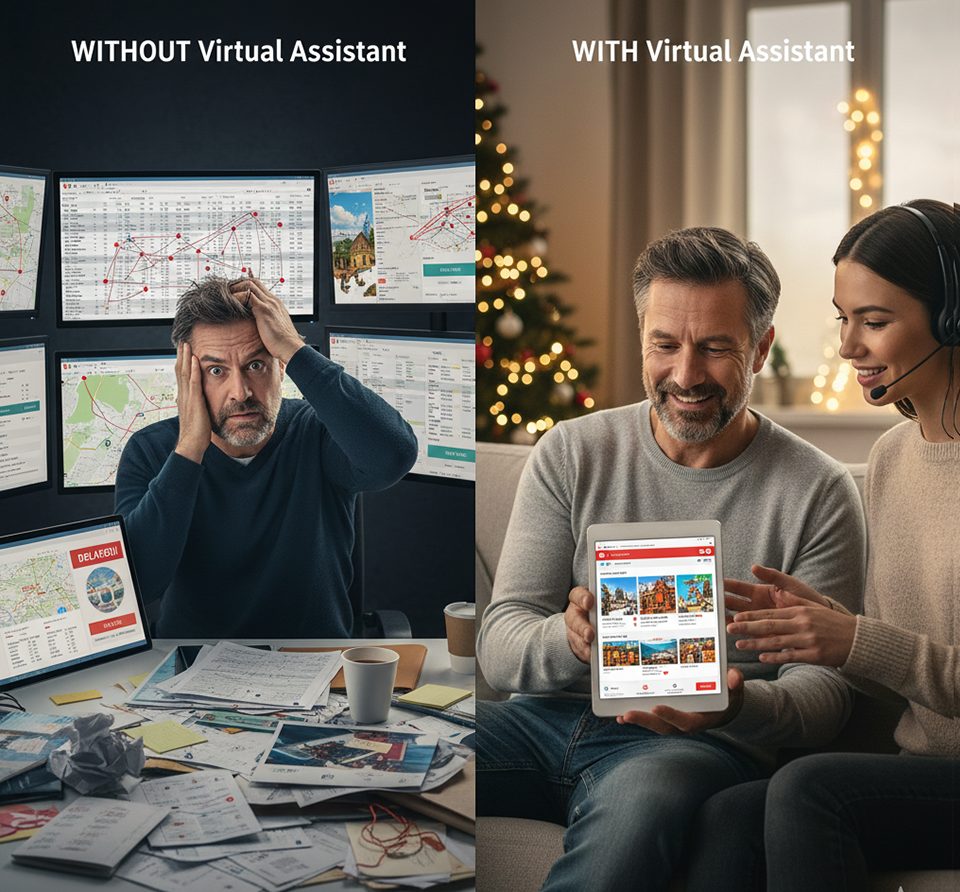 Christmas Travel Doesn’t Have to Be Chaotic: How a Virtual Travel Assistant Makes Holiday Trips Easier, Smarter, and More Human 2 inside img the difference between planning with and without a virtual assistant